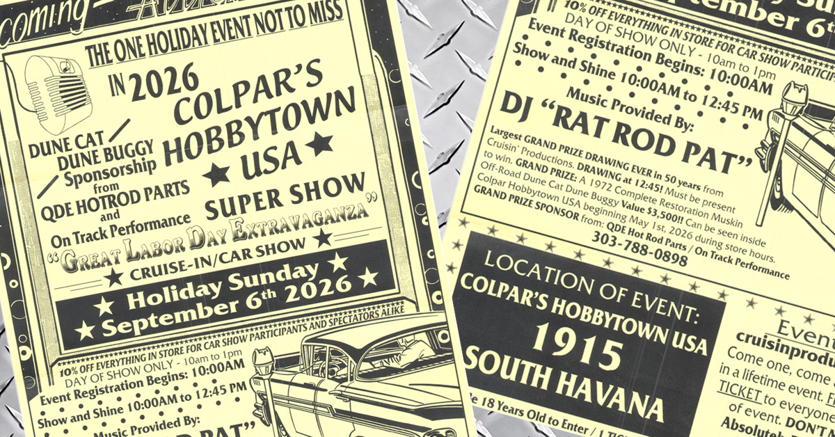 Colpar's Hobbytown USA "The Great Labor Day Extravaganza Car Show 2026